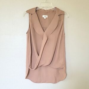 L'AGENCE Freja Mocha 100% Silk Draped Blouse - Size XS
